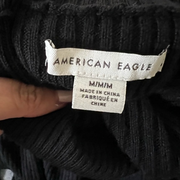 NWT American Eagle Black RIbbed Turtleneck Long-Sleeve Mini Dress sZ M - Picture 6 of 7